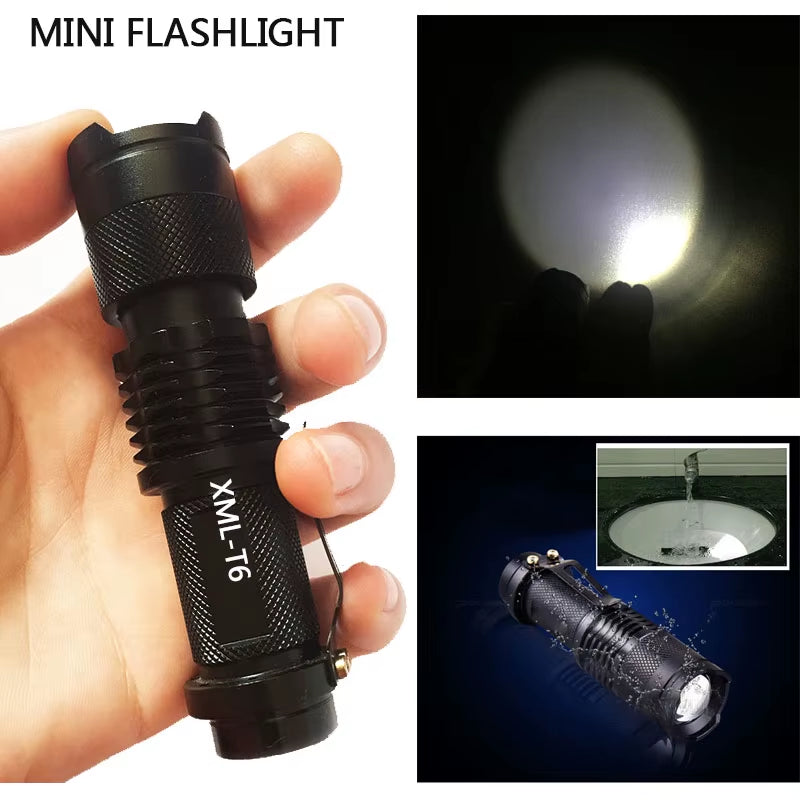 Super Bright Mini Led Flashlight Torch Q5/T6/L2 Linterna Led Lanterna Zoomable Fishing Camping Bicycle Light 14500/18650