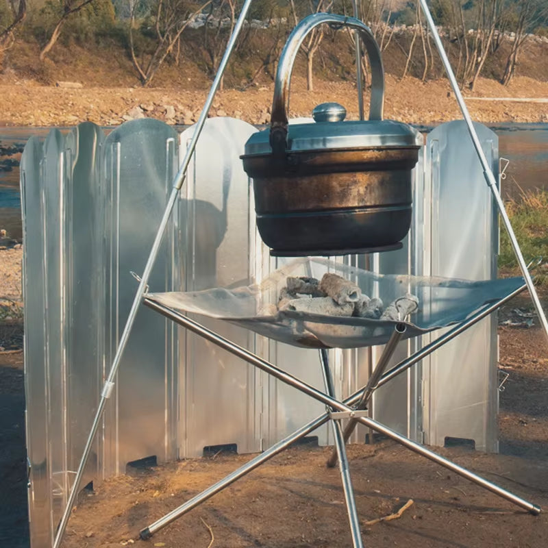 Big Wood Stove Wind Shield Outdoor Bonfire BBQ Camping Wind Screen Height 40/50/60Cm Galvanized Cooking Burner Windproof Screen