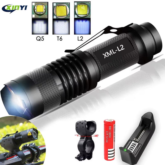 Super Bright Mini Led Flashlight Torch Q5/T6/L2 Linterna Led Lanterna Zoomable Fishing Camping Bicycle Light 14500/18650
