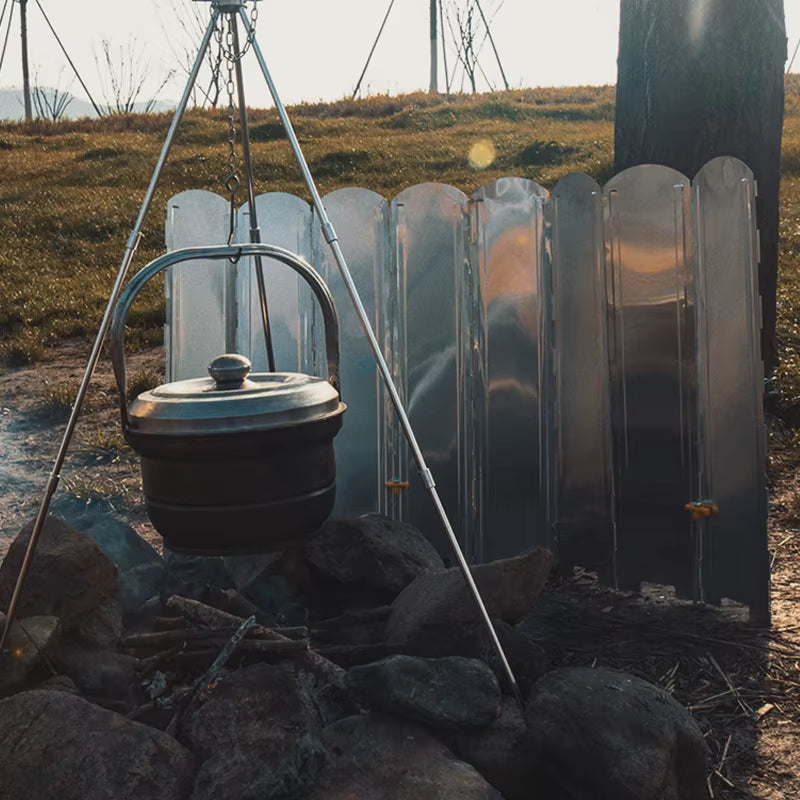 Big Wood Stove Wind Shield Outdoor Bonfire BBQ Camping Wind Screen Height 40/50/60Cm Galvanized Cooking Burner Windproof Screen