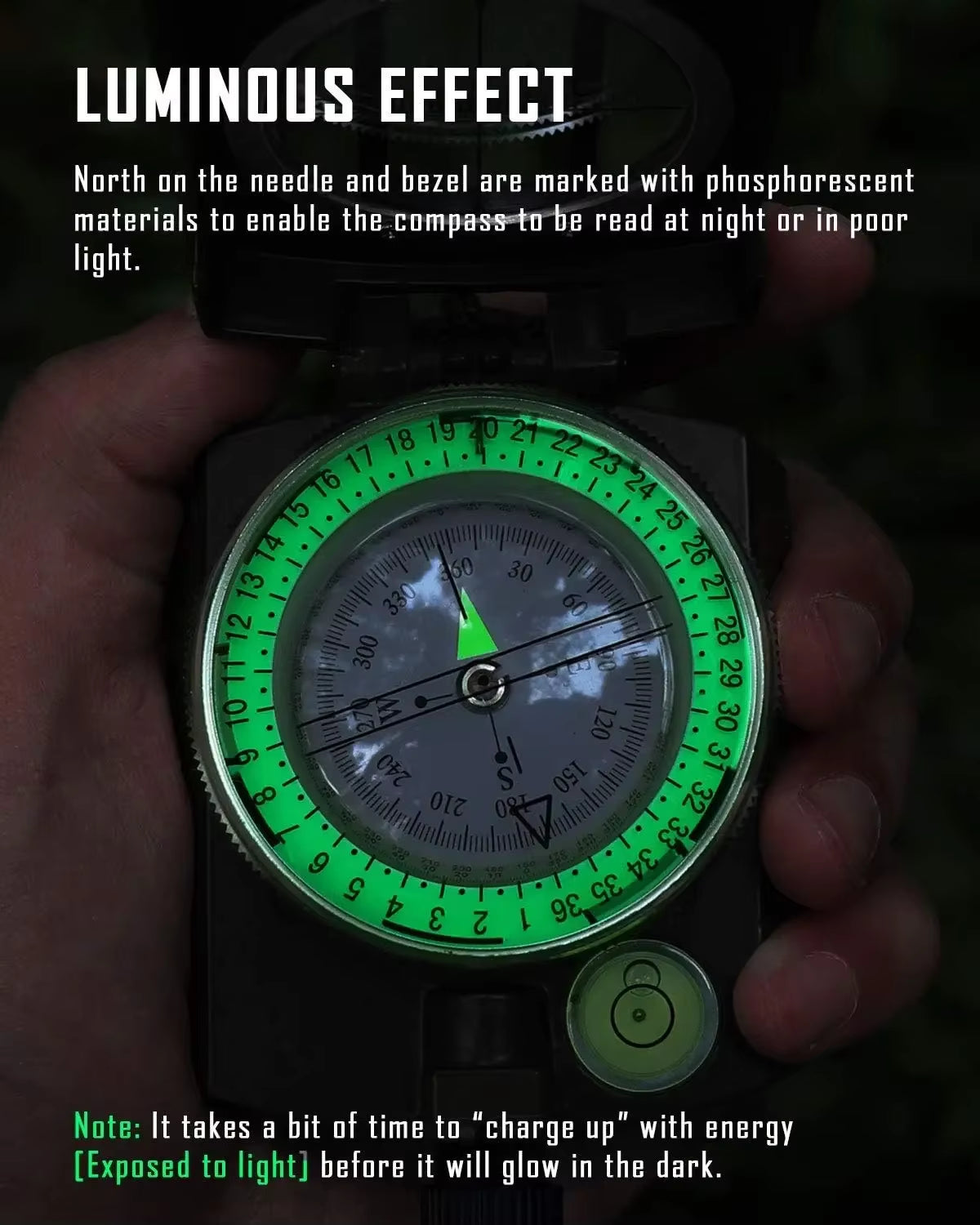 Tactical Survival Compass High Precision Professional Metal Sight Compass Luminous for Outdoor Hiking Climbing Exploring Geology