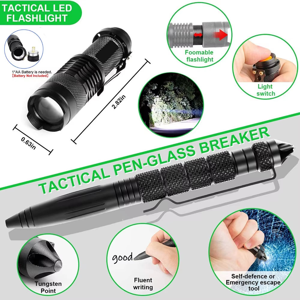 Emergency Survival Kit Gear Professional Militaryfirst Aid Kitl Equipment for Men Dad Husband Who like Hiking Camping Outdoor