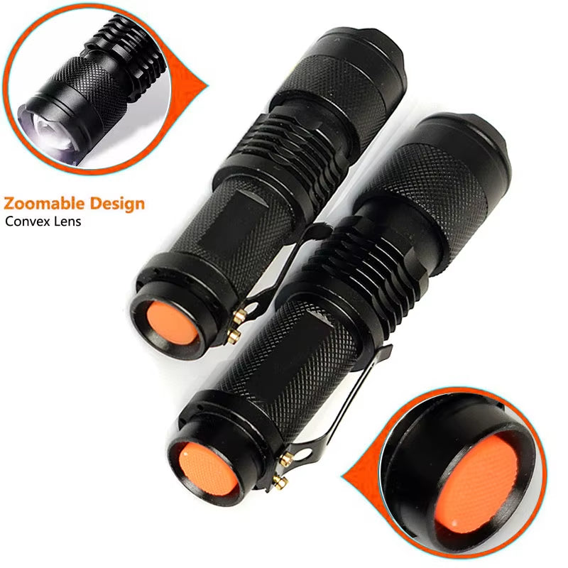 Super Bright Mini Led Flashlight Torch Q5/T6/L2 Linterna Led Lanterna Zoomable Fishing Camping Bicycle Light 14500/18650